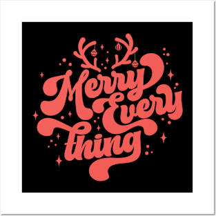 Retro Merry Everything Merry Christmas Posters and Art